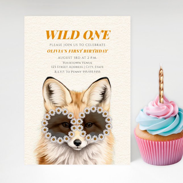 Invitation Wild One Fleur sauvage Lunettes de soleil Fox fête (Créateur téléchargé)