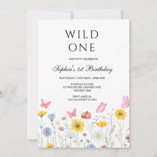 Invitation Wild One Floral Butterfly First Birthday Party