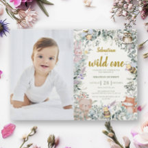 Wild One Forest Cute Animaux Boho Boy 1er Annivers