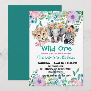 Invitation Wild One Giraffe zèbre jungle 1er Animaux Annivers