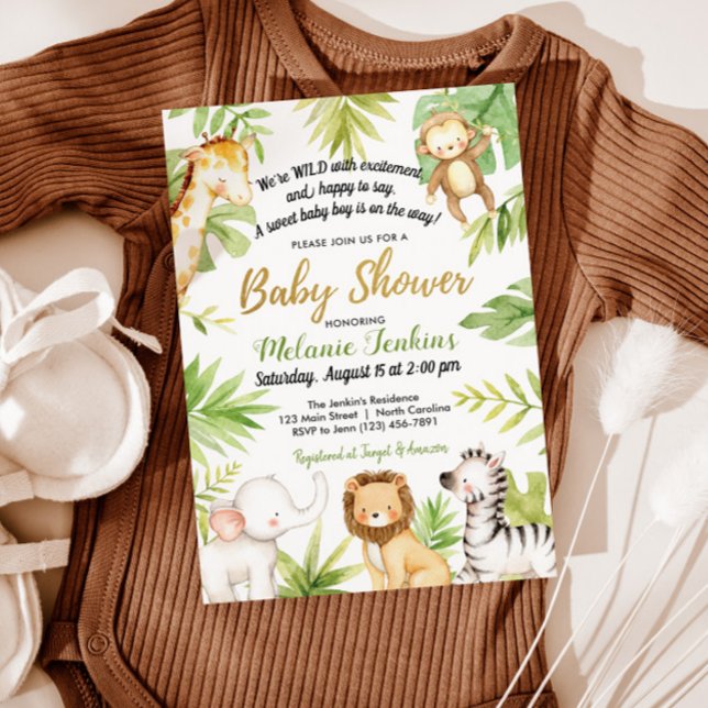 Invitation Wild One Jungle Animaux Garçon Baby shower (Créateur téléchargé)