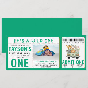 Invitation Wild One Jungle Safari Animaux Garçon 1er annivers