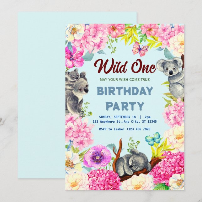 Invitation Wild One Jungle Safari Anniversaires de enfants ca (Devant / Derrière)
