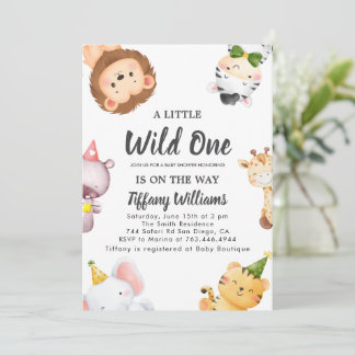 Invitation Wild One Jungle Safari Baby Shower Party