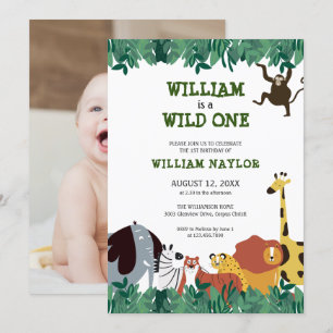 Invitation Wild One Jungle Safari photo premier anniversaire