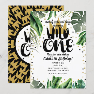 Invitation Wild One King of Things Crown 1st Birthday Party