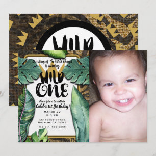 Invitation Wild One King of Things Crown 1st Birthday Party