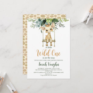 Invitation Wild One Little Giraffe Baby shower neutre pour le