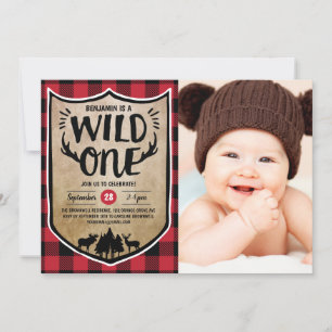 Invitation Wild One Lumberjack 1er Anniversaire Photo