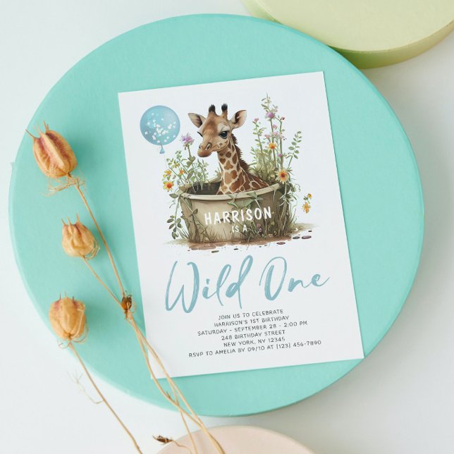 Invitation Wild One mignonne Giraffe 1er anniversaire Boho an (Créateur téléchargé)