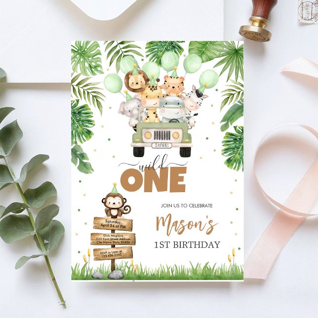 Invitation Wild One Party Animals Kids 1st Birthday (Créateur téléchargé)
