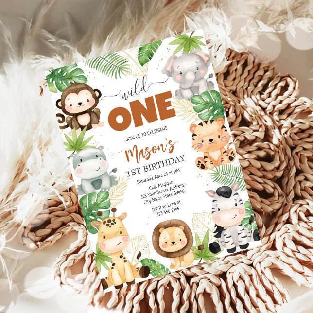 Invitation Wild One Party Animals Kids 1st Birthday (Créateur téléchargé)
