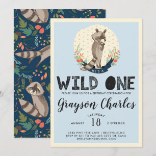 Invitation Wild One Party   Little Raccoon