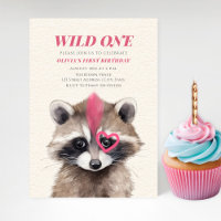 Wild One Pink Mohawk Raccoon 1er anniversaire