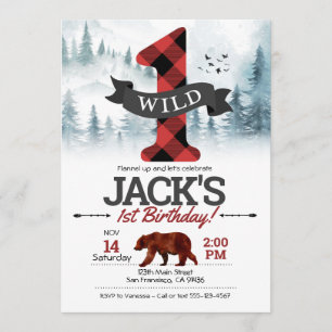 Invitation Wild One, premier anniversaire de Lumbe