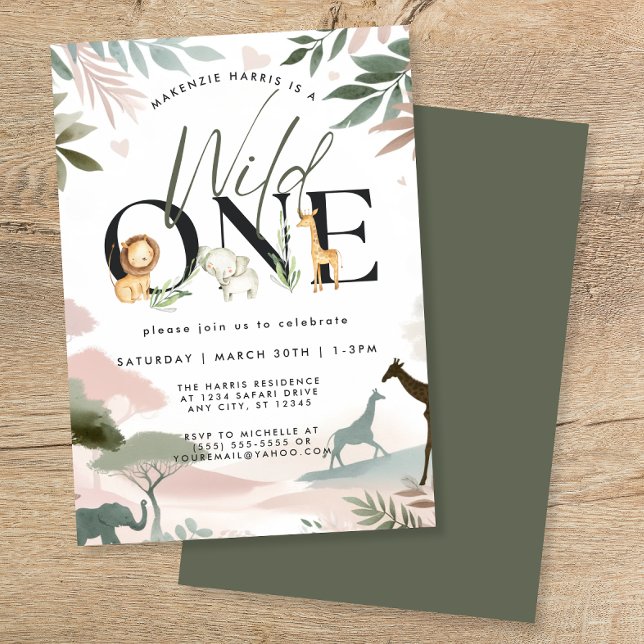 Invitation Wild One Safari 1ère fête d'anniversaire (Créateur téléchargé)