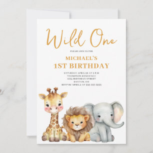 Invitation Wild One Safari animal 1er anniversaire