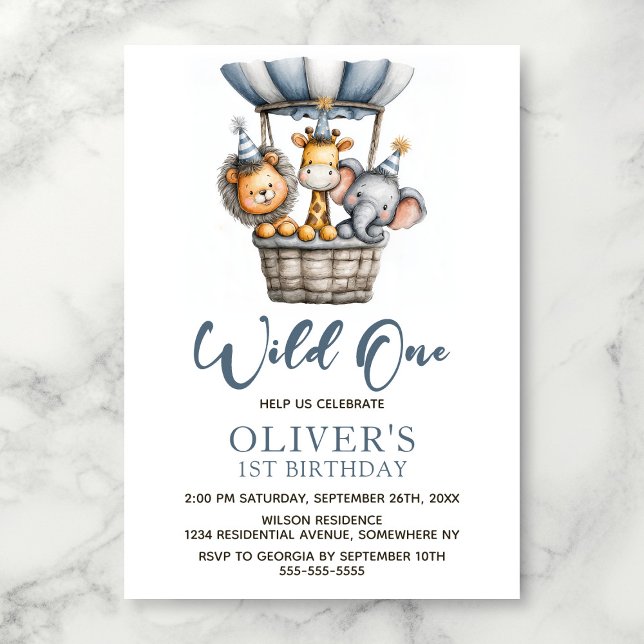 Invitation Wild One Safari Animals 1st Birthday Party (Créateur téléchargé)