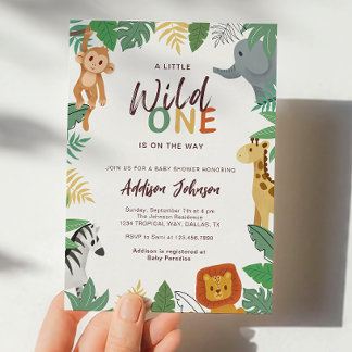 Invitation Wild One Safari Animals Baby Shower
