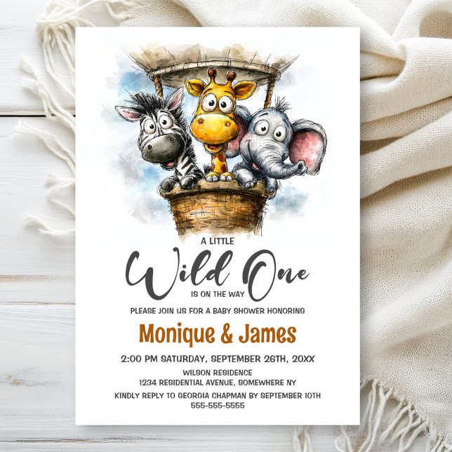 Invitation Wild One Safari Animals Baby Shower (Créateur téléchargé)