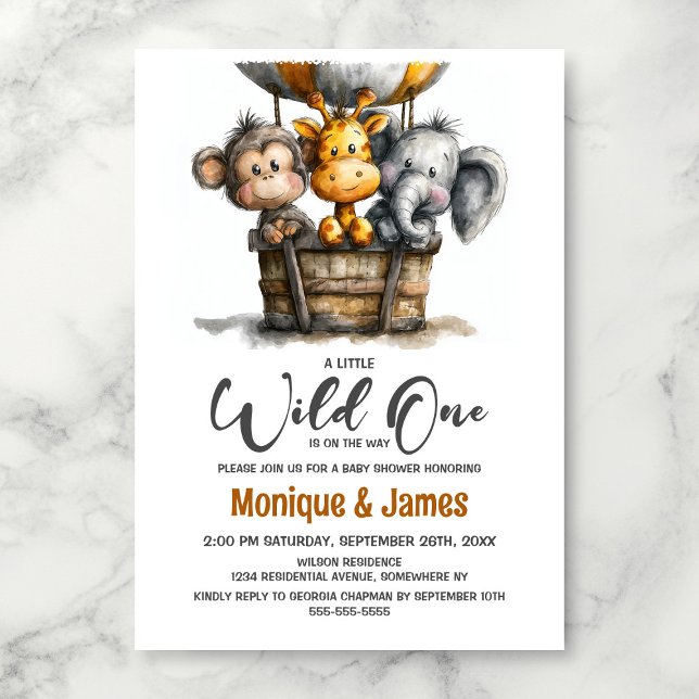 Invitation Wild One Safari Animals Baby Shower (Créateur téléchargé)