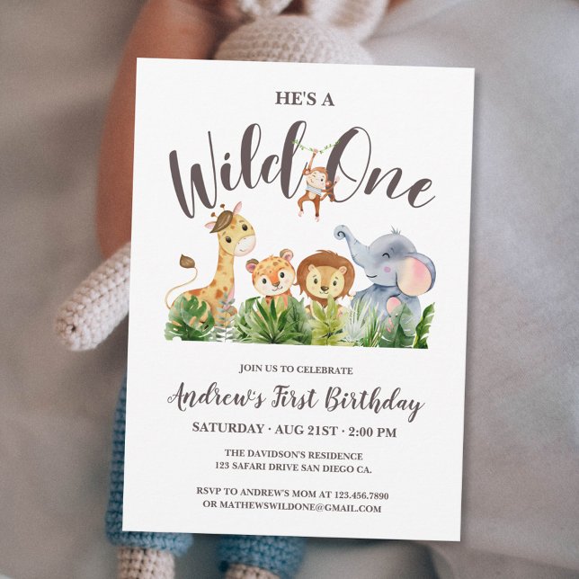 Invitation Wild One Safari Animaux Anniversaire de enfant (Créateur téléchargé)