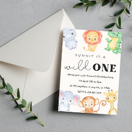 Invitation Wild One Safari Animaux Anniversaire Fête Invitati
