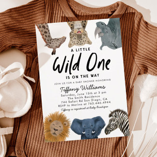 Invitation Wild One Safari Animaux Baby shower garçon