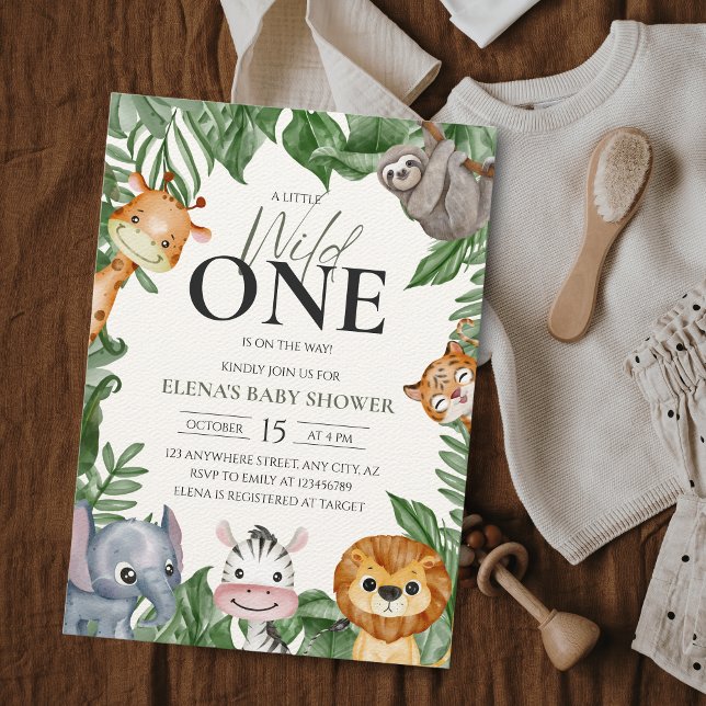 Invitation Wild One Safari Animaux Baby shower garçon (Créateur téléchargé)
