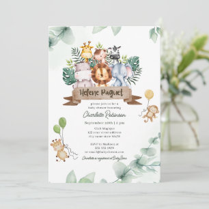 Invitation Wild One Safari Animaux Baby shower garçon
