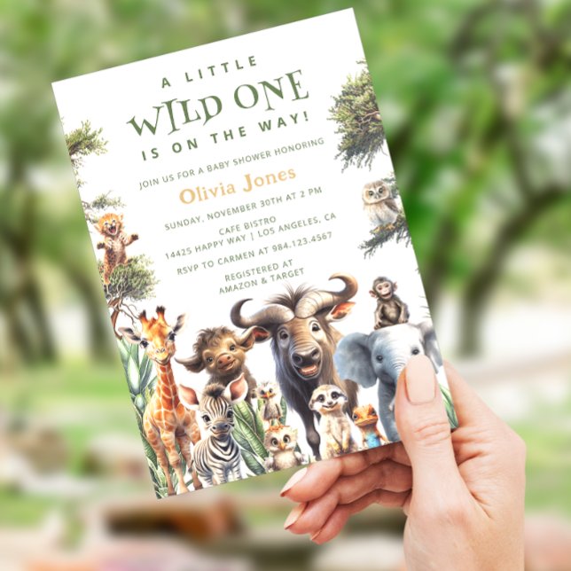 Invitation Wild One Safari Animaux Baby shower neutre genre (Créateur téléchargé)
