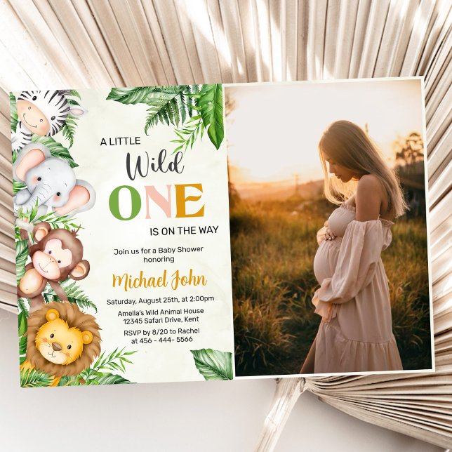 Invitation Wild One Safari Animaux Baby shower Photo (Créateur téléchargé)