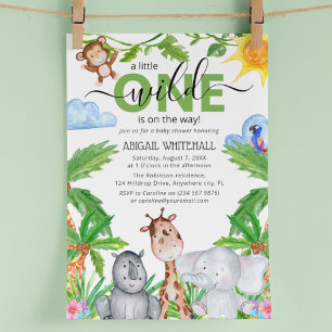 Invitation Wild One Safari   Baby Shower aquarelle sur le thè