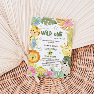 Invitation Wild One Safari Baby shower neutre genre
