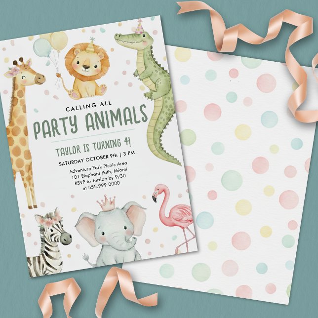 Invitation Wild One Safari Boy Fête d'anniversaire (Calling all party animals safari birthday party invitation)