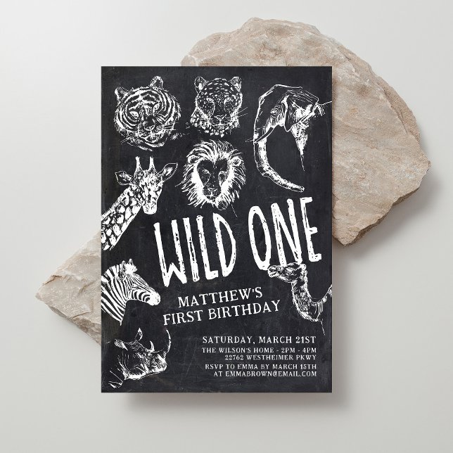 Invitation Wild One Safari Jungle 1er anniversaire (Créateur téléchargé)
