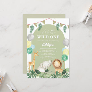Invitation Wild One Safari Jungle Baby shower Garçon