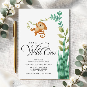 Invitation Wild One Safari Jungle Boys 1ère fête d'anniversai