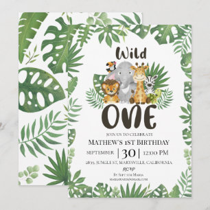 Invitation Wild One Safari Jungle premier anniversaire