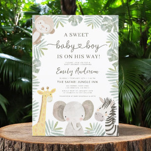Invitation Wild One Safari mignon Jungle Animaux Baby shower