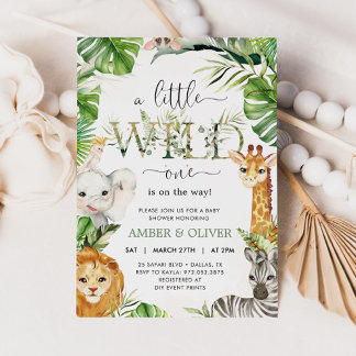 Invitation Wild One Tropical Jungle Boho Safari Baby Shower