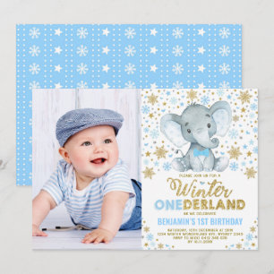 Invitation Wild One Winter ONE derland Elephant Boy Anniversa
