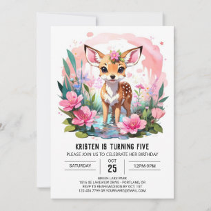 Invitation Wild One Woodland Adventure Girl Anniversaire
