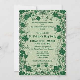 Invitation Wild Shamrock Vine Funky Saint Patricks Day Party 