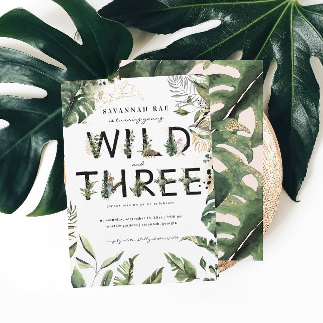 Invitation Wild & Three Tropical Green 3e anniversaire (Créateur téléchargé)
