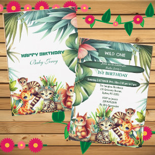 Invitation Wild Un Anniversaire Jungle Safari Tropical Green