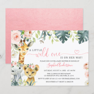 Invitation Wild un safari jungle animaux fille baby shower da