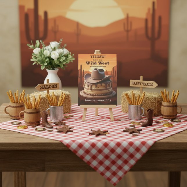Invitation Wild West Birthday Cowboy Casquette Cake Invitatio (Créateur téléchargé)