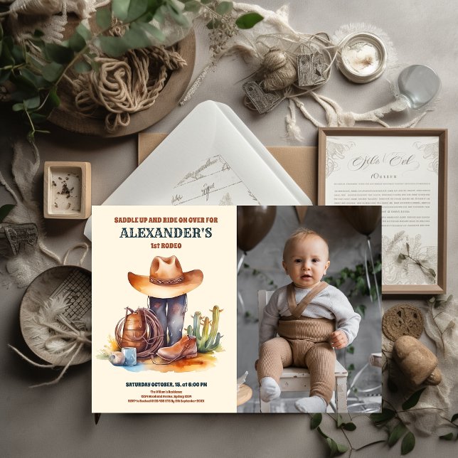 Invitation Wild West Cowboy Premier Rodéo Anniversaire (Créateur téléchargé)