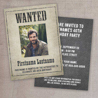 Invitation Wild West Poster Recherchée fête d'anniversaire